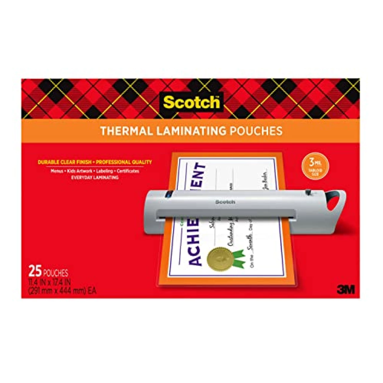 Scotch Thermal Laminating Pouches, 25 Pack Laminating Sheets, 3 Mil, 11 x 17 Inches, Education Supplies &amp; Craft Supplies, For Use With Thermal Laminators, Legal Size Sheets (TP3856-25)