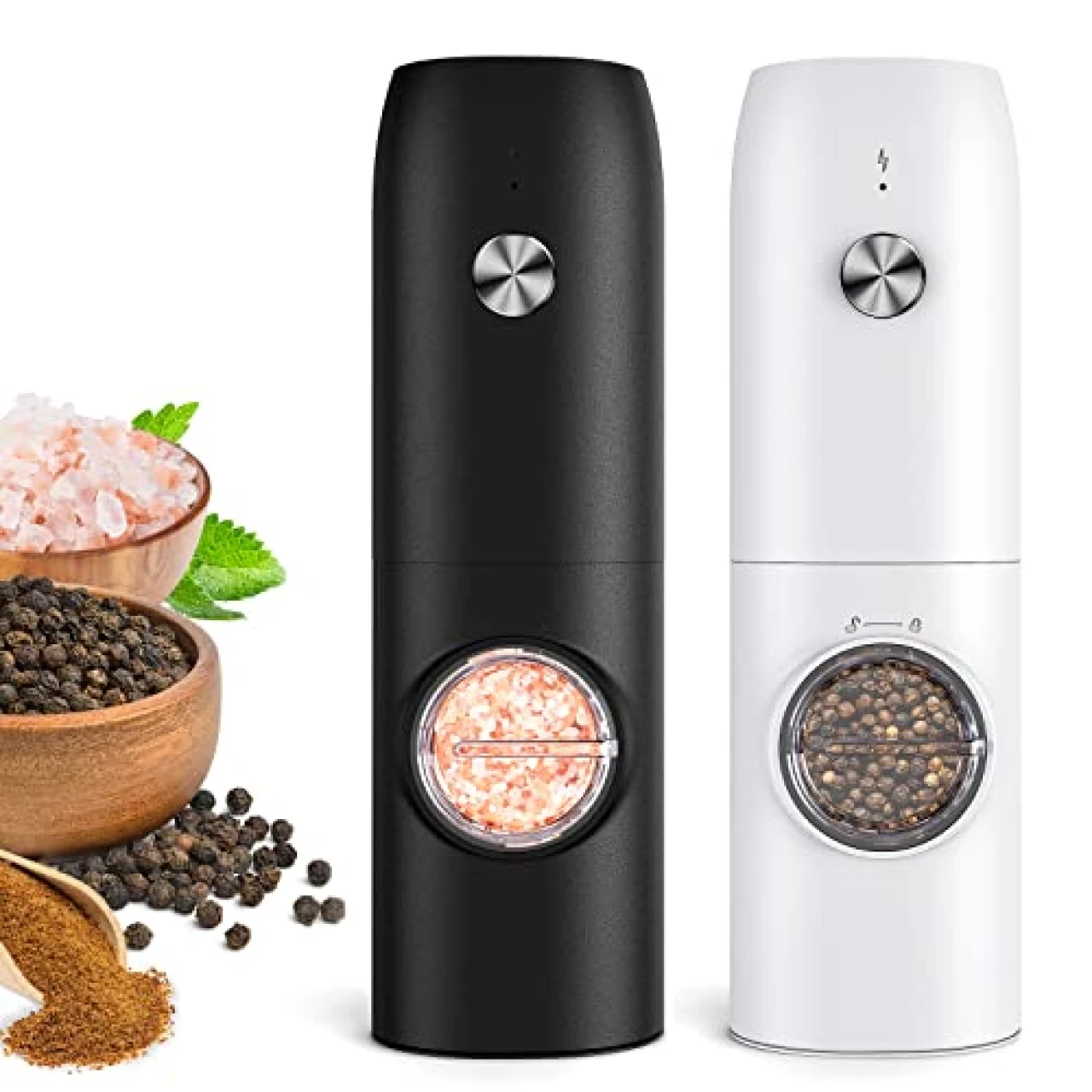 Electric Salt and Pepper Grinder Set (2 Pack), Rechargeable