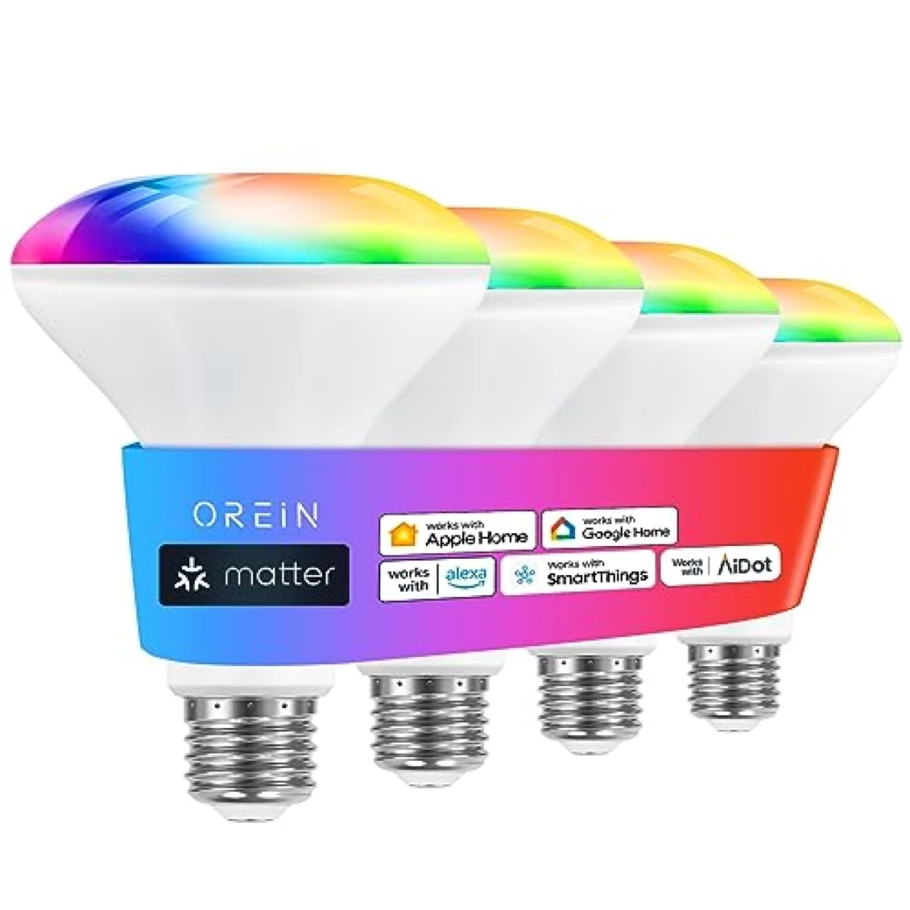 OREiN Matter Smart Light Bulbs Reliable WiFi Light Bulb with Matter BR30 LED Color Changing Light Bulbs 60W Equi 650LM CRI&gt;90&hellip;