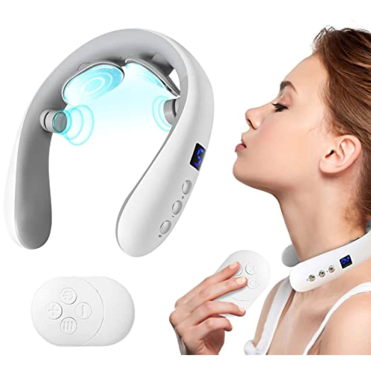 Neck Massager with Heat, Portable Electric Neck Massager for Pain Relief