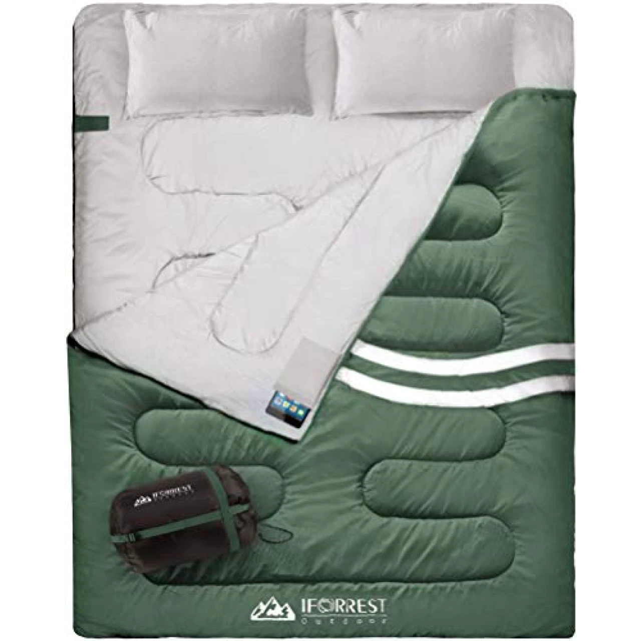IFORREST Double Sleeping Bag for Adults - 2 Person Cold Weather(3-4 Seasons) Camping Bed, Extra-Wide &amp; Warm - Queen Size XL