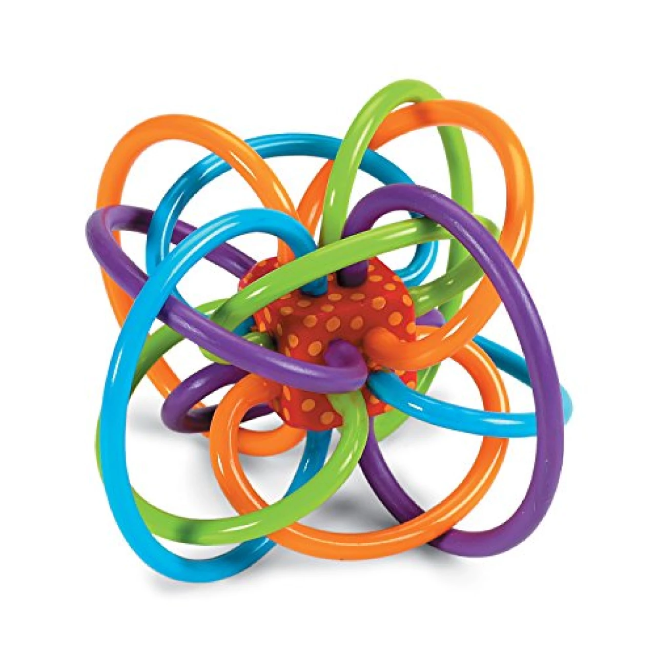 Manhattan Toy Winkel Rattle &amp; Sensory Teether Toy, Blue/Green/Orange, 5 Inch x 4 Inch x 3.5 Inch