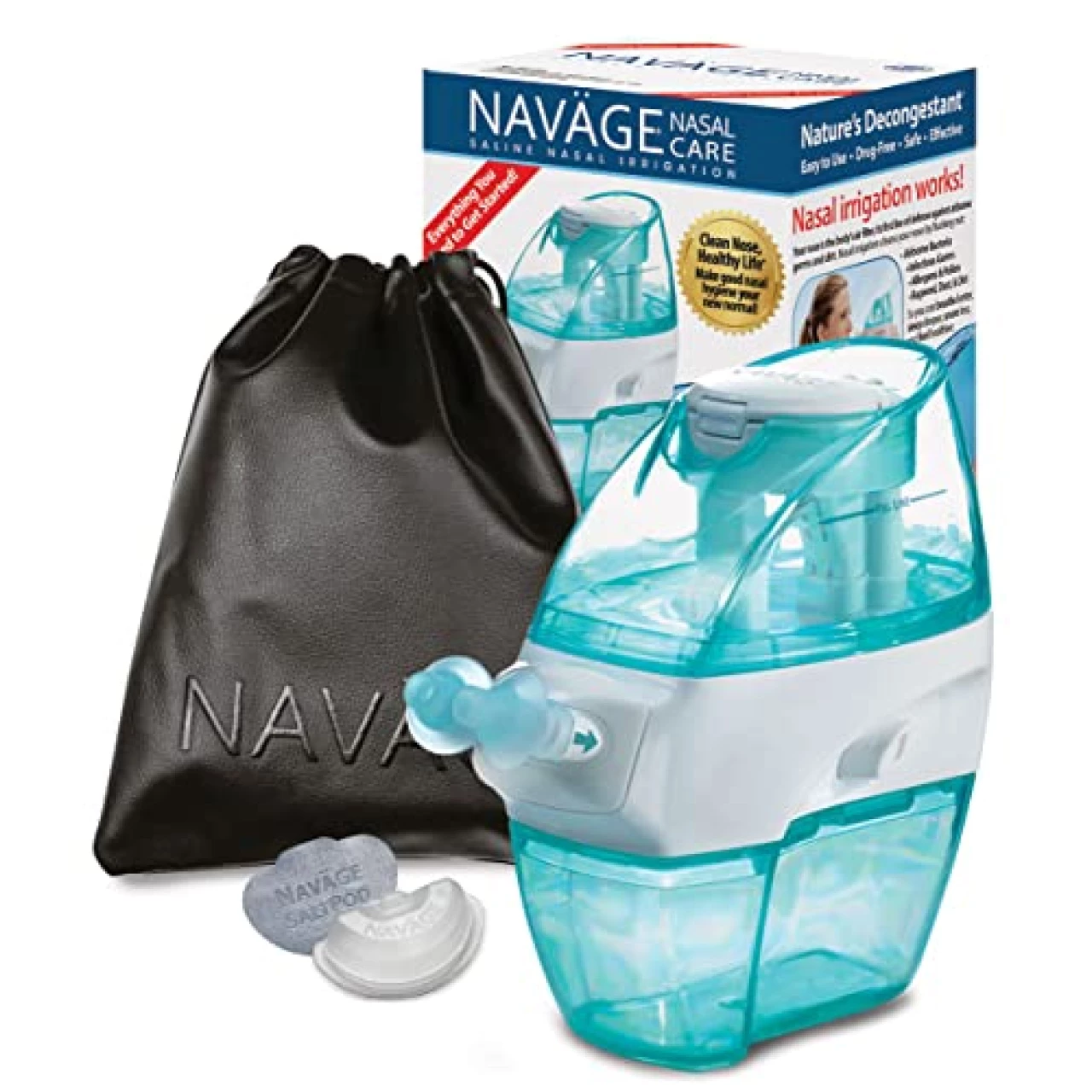 Navage Nasal Care Travel Bundle Nose Cleaner with 20 SaltPod Capsules