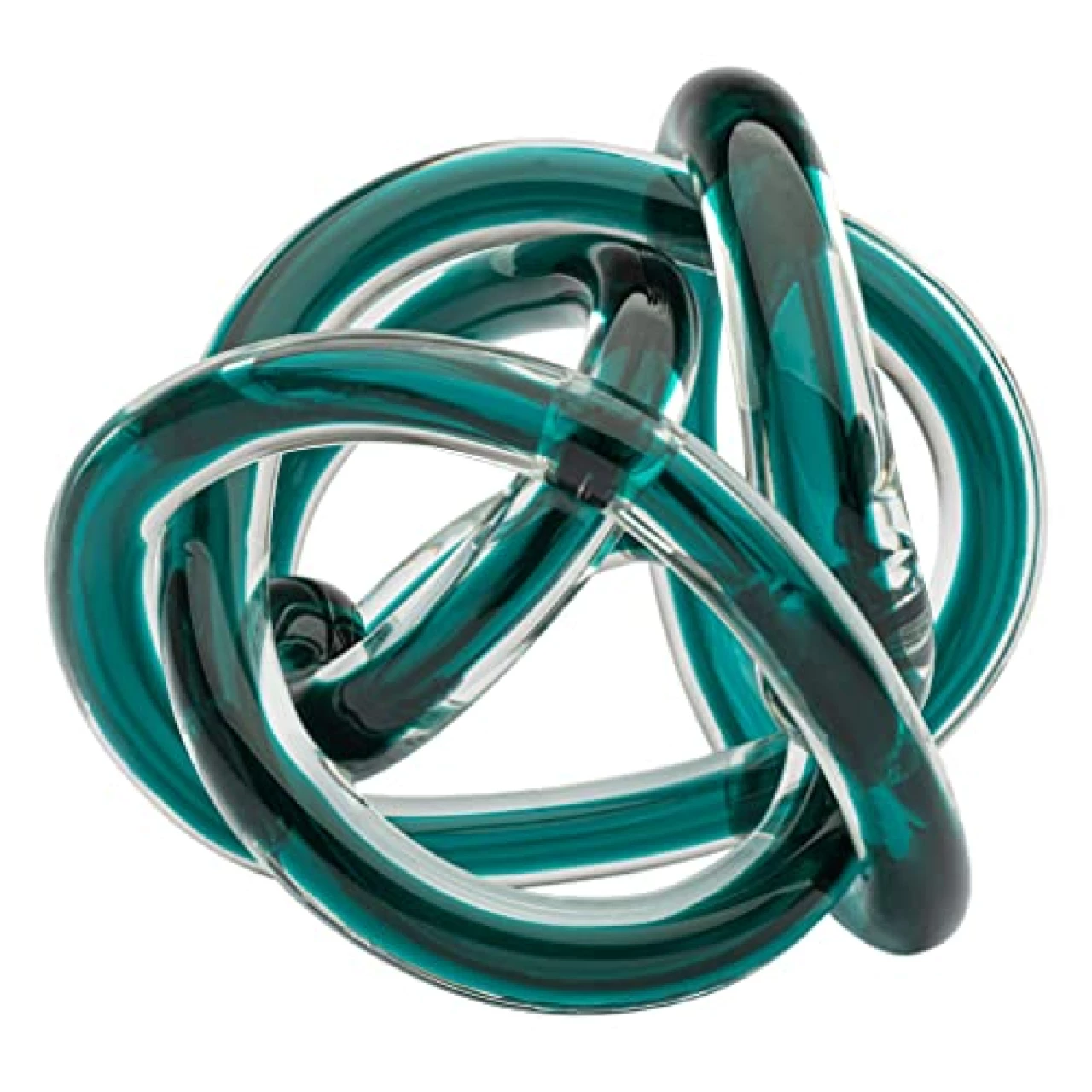 Torre &amp; Tagus Orbit Glass Décor Ball - Abstract Teal Glass Knot for Home Decor