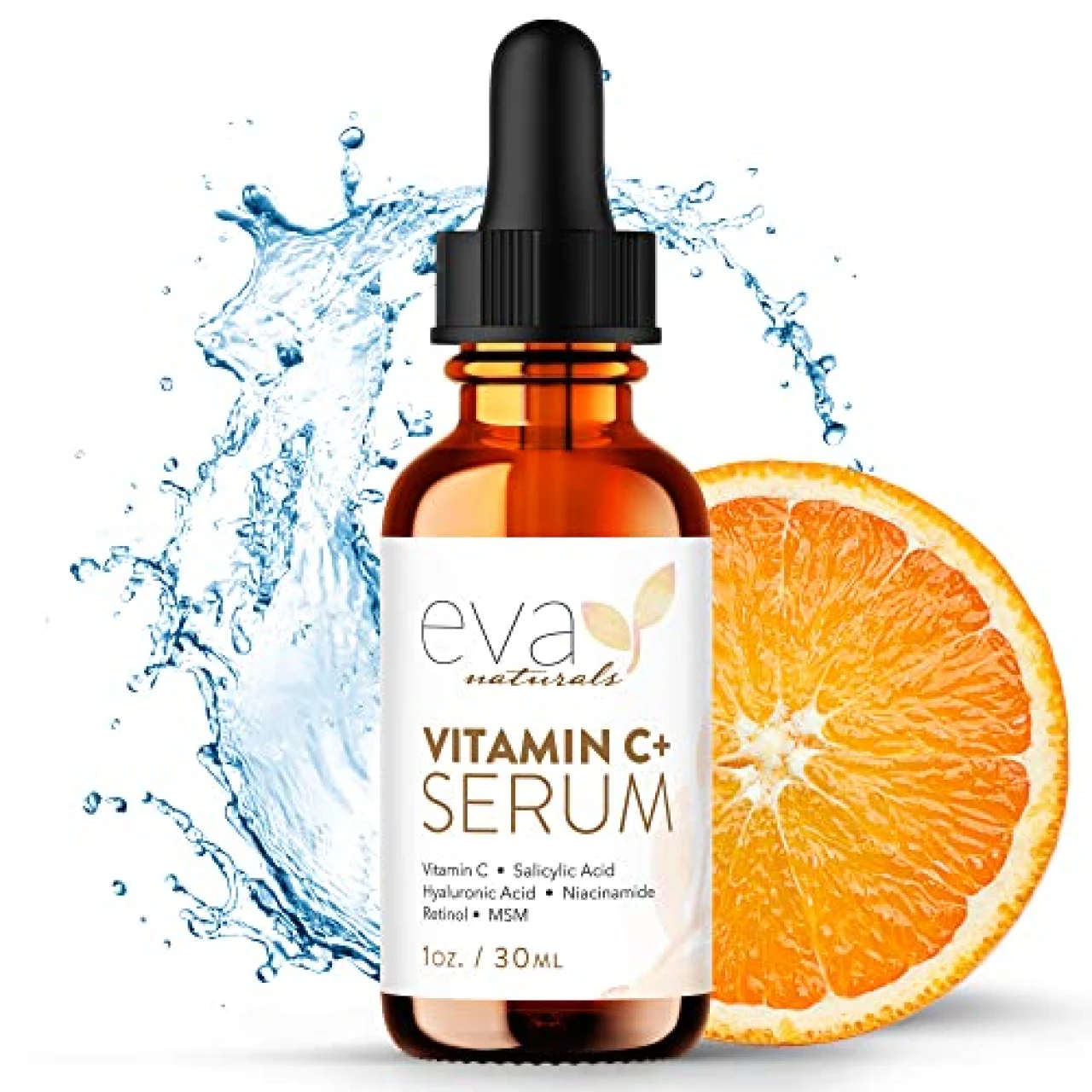 Eva Naturals Vitamin C Face Serum With Hyaluronic Acid - Anti Aging Serum - Reduce Dark Spots, Acne &amp; Wrinkles - Retinol, Niacinamide &amp; Salicylic Acid, Brightening Skin Serum for Glowing Skin