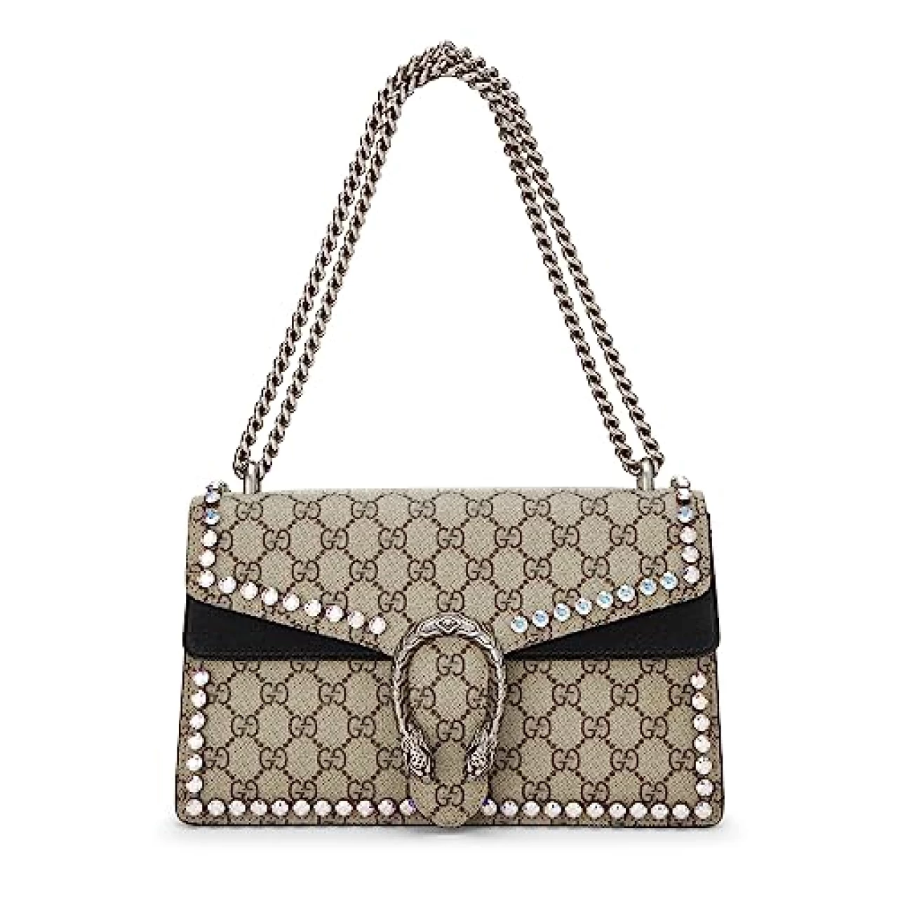 Gucci, Pre-Loved Original GG Supreme Canvas Embellished Dionysus Shoulder Bag Small, Black