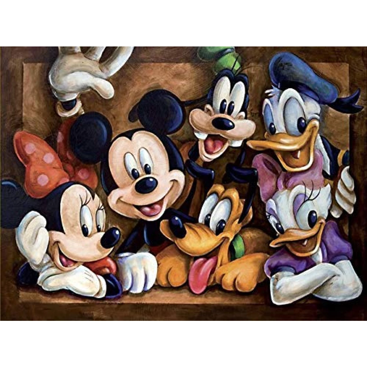 Karyees Paint by Numbers Kits 20x16Inch DIY Oil Painting by Numbers Mickey &amp;Duck DIY Canvas Painting by Numbers Acrylic Painting Kits Arts Craft for Home Wall Decor Disney Mickey Mouse and Donald Duck