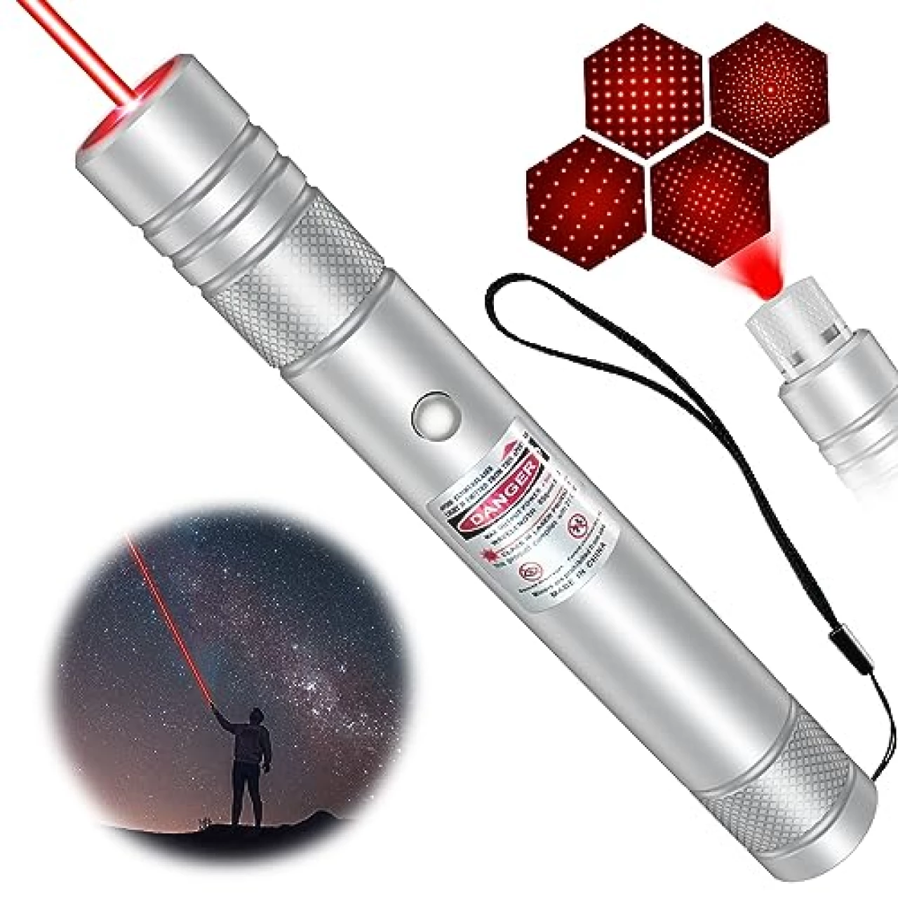 MIPREZT Rechargeable Red Laser Pointer High Power 5000 Feet Long Range Laser Beam Laser Light Laser Pen for cat Toys, Lazer Pointer Cat Laser, Red Laser Light for Dogs Cats Outdoor Hunting-Sliver