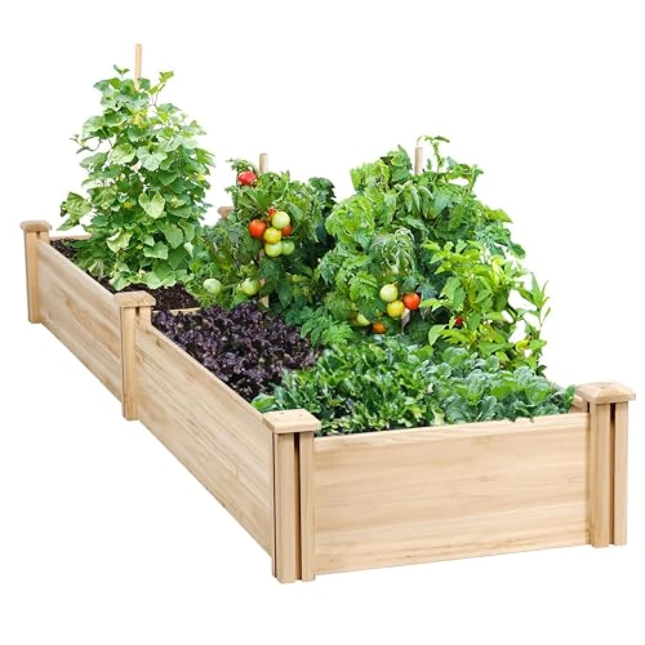 Yaheetech 8×2ft Wooden Horticulture Raised Garden Bed Divisible Elevated Planting Planter Box