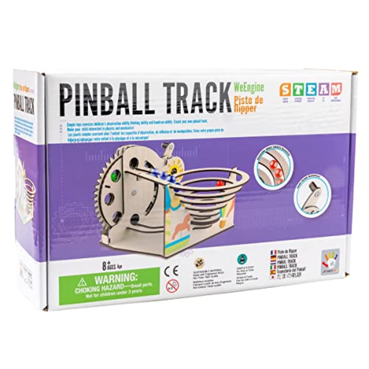 WECHARM HOME Pinball Track Steam Toy.Pinball Machine Set Wooden 3D Puzzles for 8-12 Years Old Kids and Adults,Birthday Gift, for Kids Age 8 Years Old (Pinball Track)