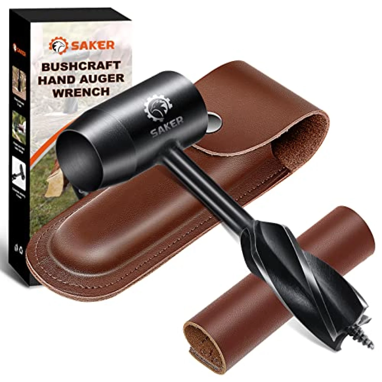 Saker Bushcraft Gear Hand Auger Wrench,Survival Tools for Bushcraft, Scotch Eye Wood Auger Drill Bit,Manual Hole Maker Multitool