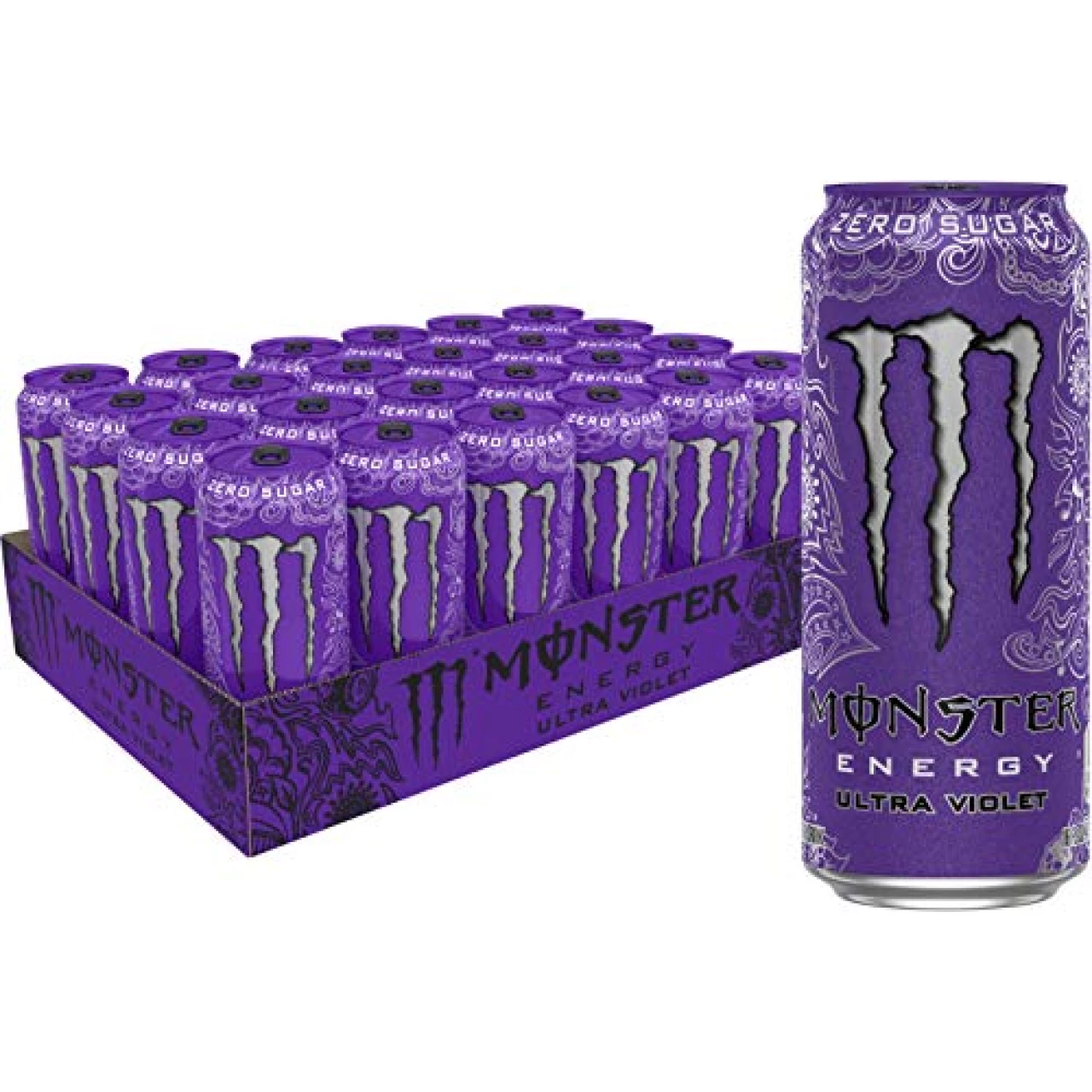 Monster Energy Ultra Violet, Sugar Free Energy Drink, 16 Fl Oz (Pack of 24)