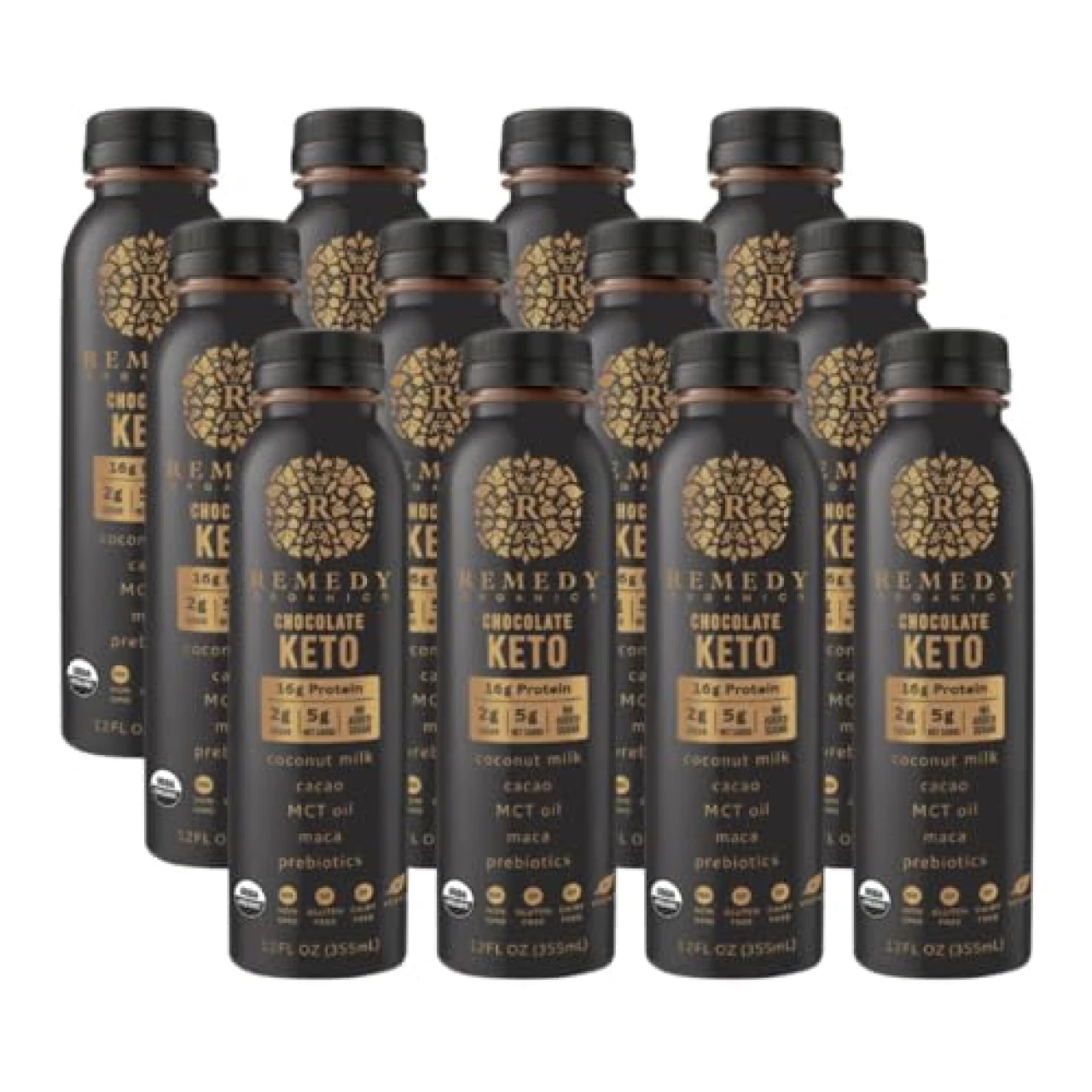 Remedy Organics Chocolate Keto 12-Pack | Plant-Based Protein Shakes, Ready to Drink | USDA Organic, Vegan, Kosher, Gluten Free, Dairy Free, Soy Free