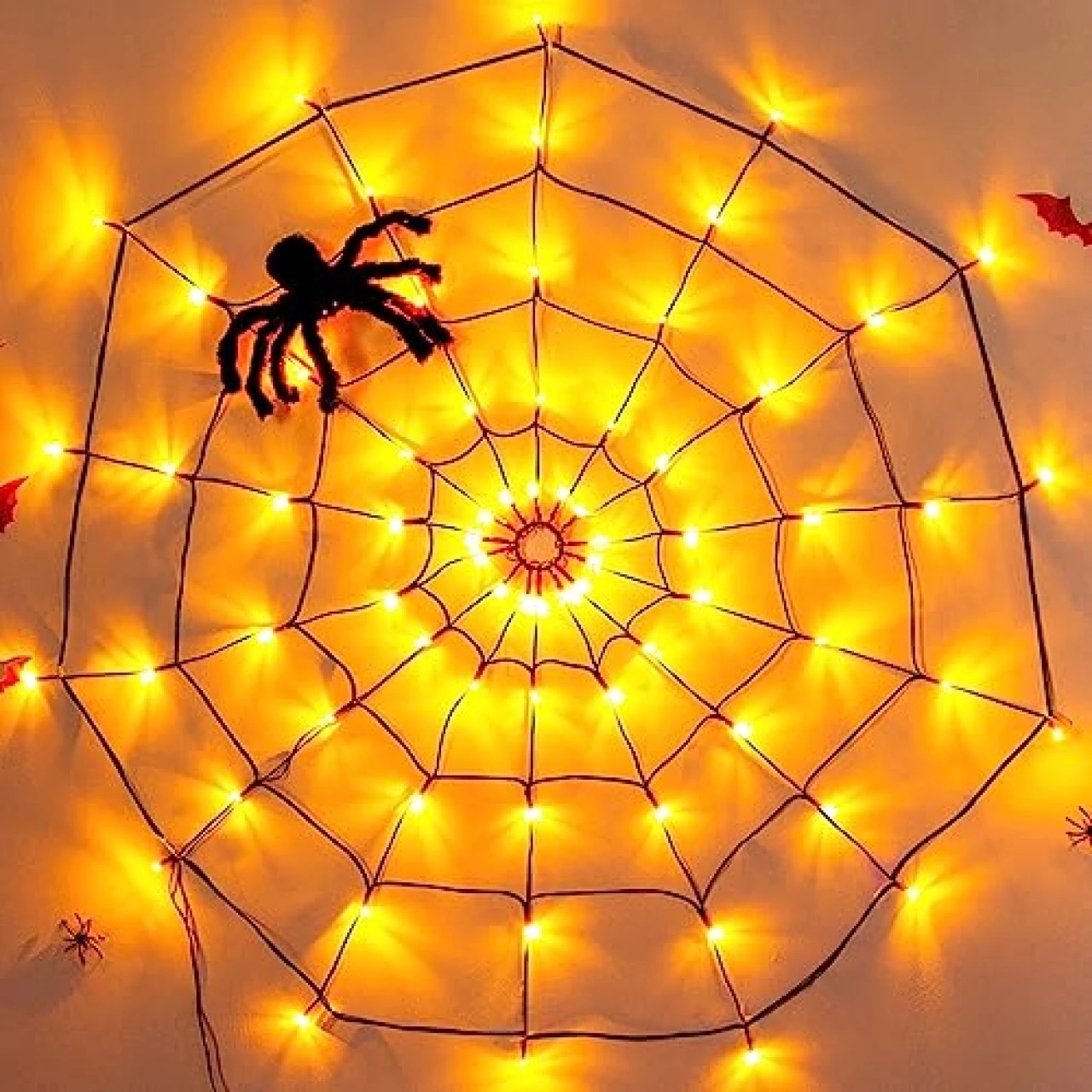 Vanthylit Halloween Spider Web Lights with Black Spider