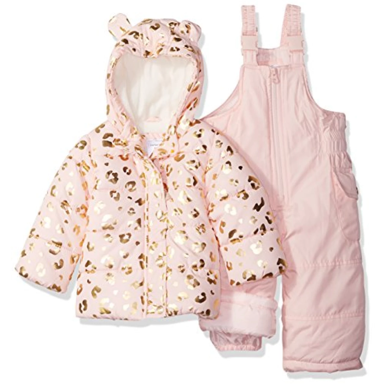 Carter&rsquo;s Baby Girls 2-Piece Heavyweight Printed Snowsuit with Ears, Leopard Light Pink, 18M