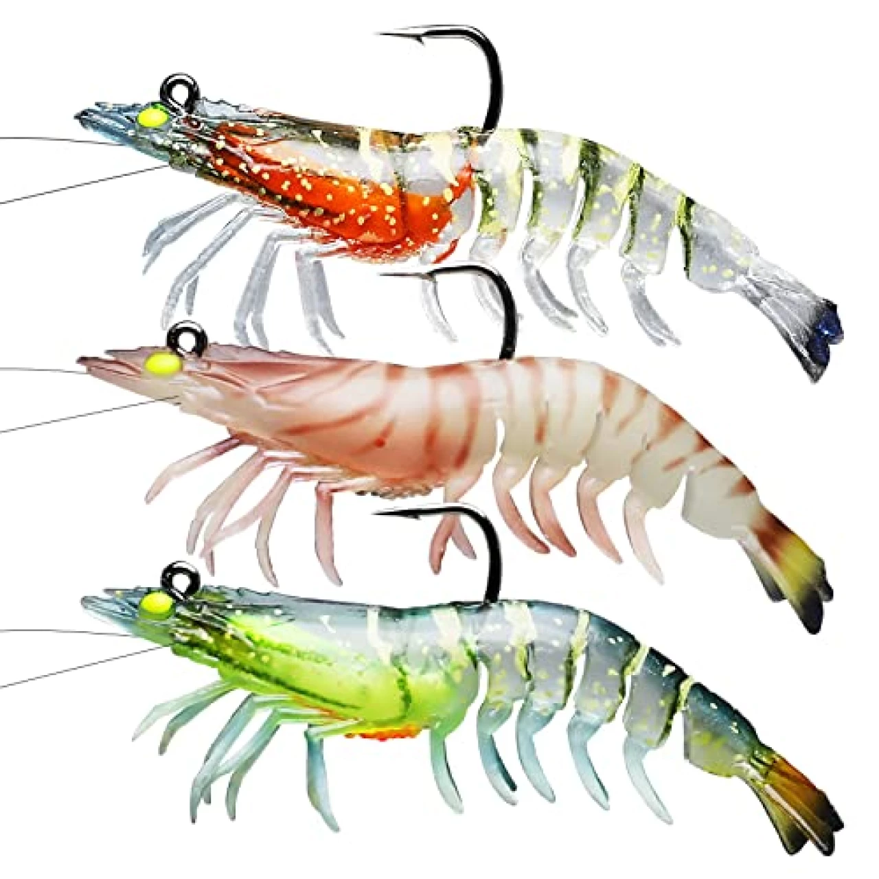 TRUSCEND Fishing Lures for Bass , Best Bottom Pre-Rigged Soft Shrimp Fishing Lure with VMC Hook