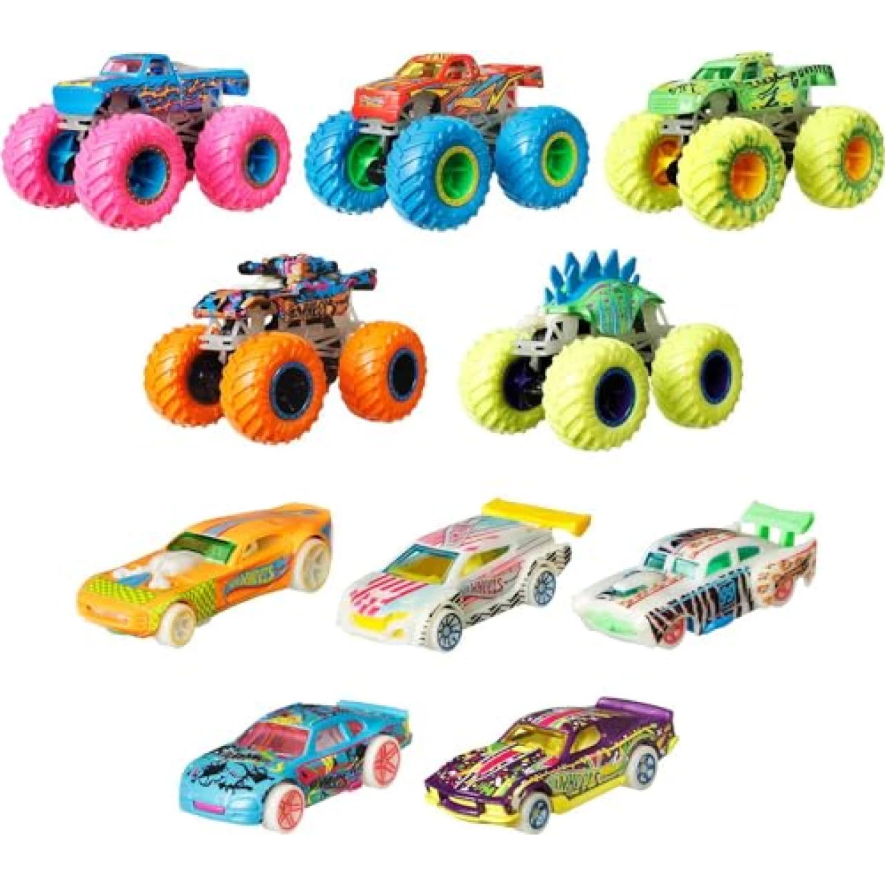 Hot Wheels Monster Trucks Glow in the Dark Multipack with 10 Toy