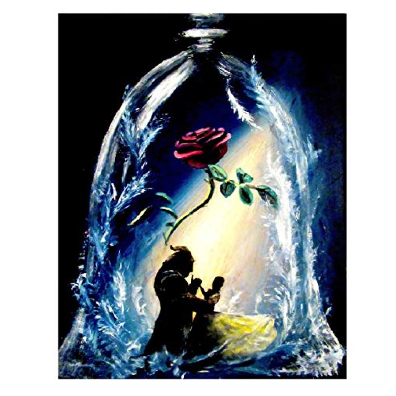 ACANDYL Paint by Number Rose DIY Painting Paint by Number Kit for Adults Kids Disney DIY Canvas Painting by Numbers Acrylic Painting Arts Craft Decoration Beauty and Beast 16x20 Inch