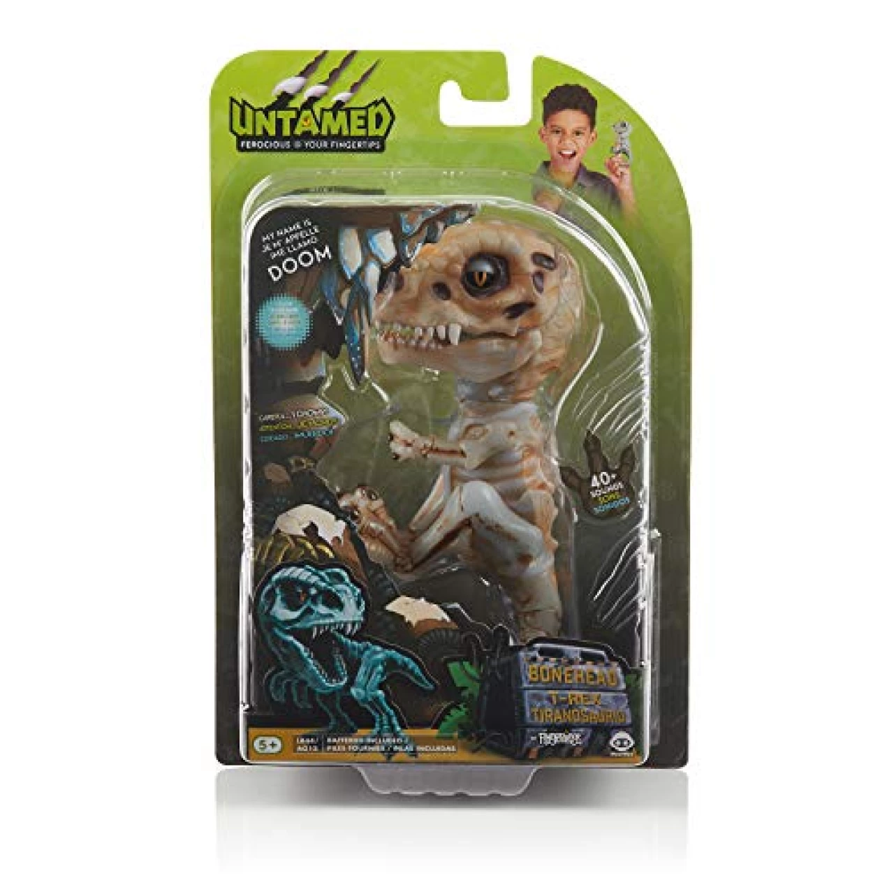 WowWee Untamed Skeleton T-Rex by Fingerlings – Doom (Ash) – Interactive Collectible Dinosaur