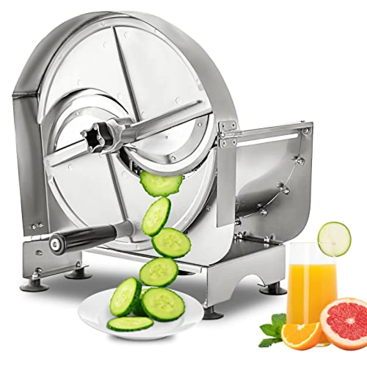 VBENLEM Commercial Vegetable Slicer, 0.2-12mm Adjustable Thickness Manual Vegetable Slicer, Stainless Steel Multifunctional Commercial Manual Slicer, for Slicing Fruit Lemon Onion Cabbage