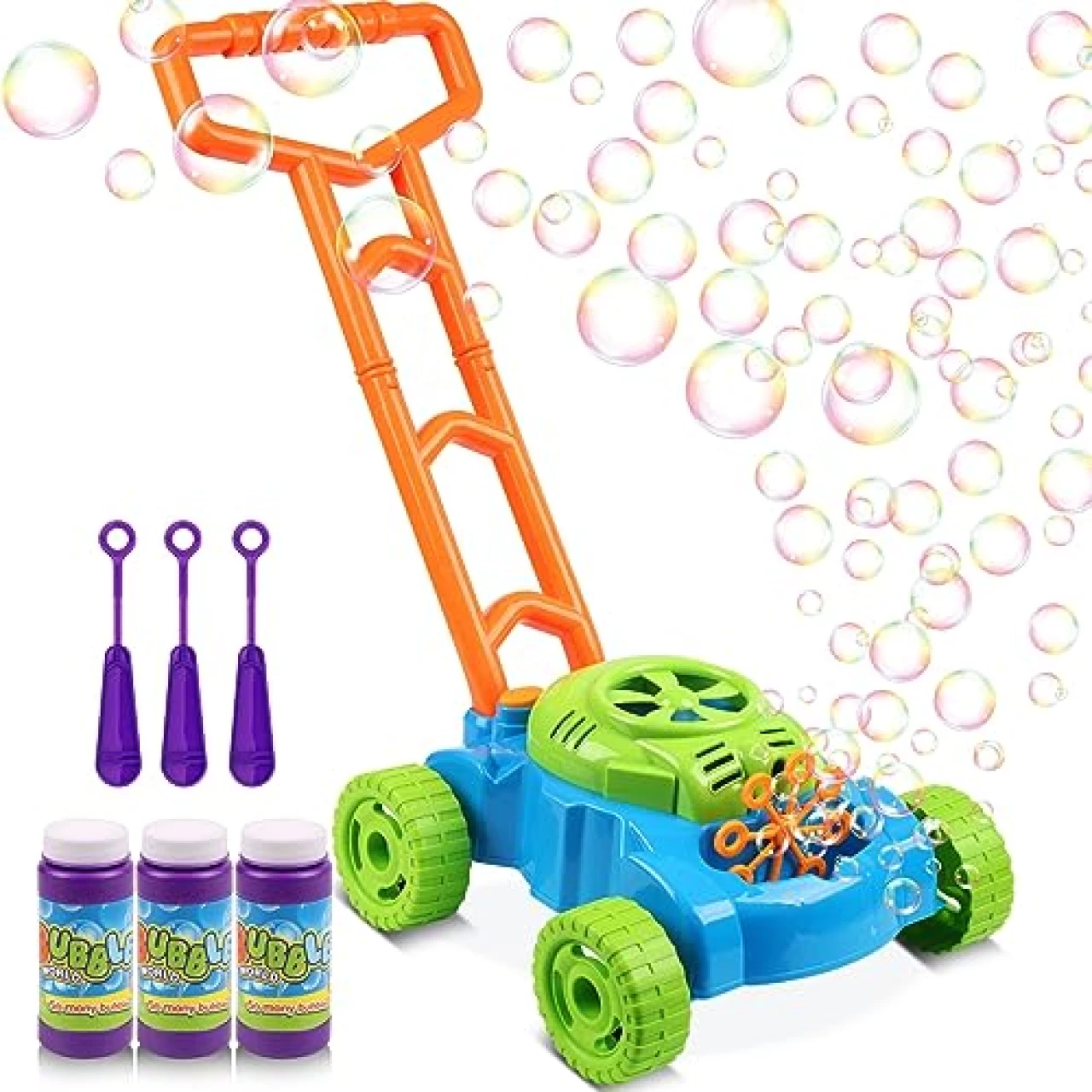 Lydaz Bubble Lawn Mower for Toddlers, Kids Bubble Blower Maker Machine, Indoor Outdoor Push Backyard Gardening Toys