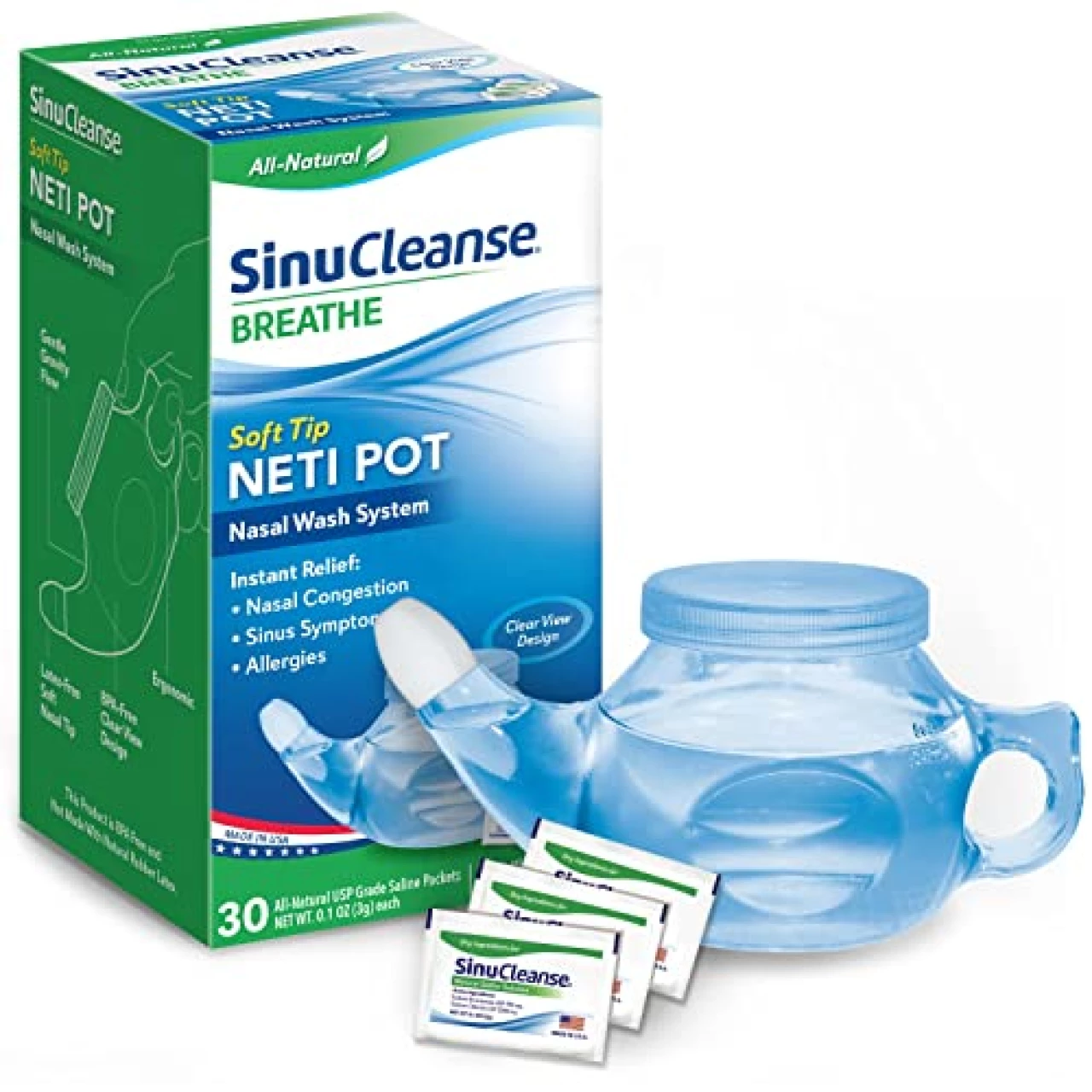 SinuCleanse Soft Tip Neti-Pot Nasal Wash Irrigation System