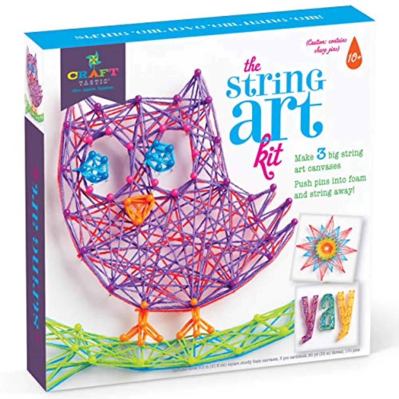 Craft-tastic DIY String Art – Craft Kit for Kids – Everything Included for 3 Fun Arts &amp; Crafts Projects – Owl Series, Large