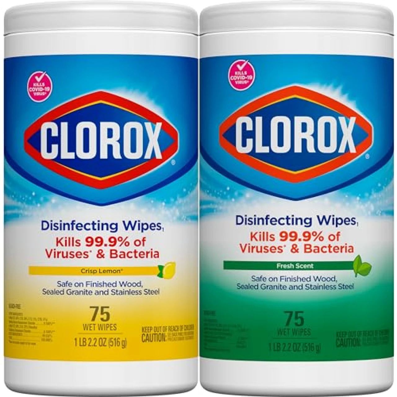 Clorox Disinfecting Wipes Value Pack, Bleach Free Cleaning Wipes, 75 Count Each, Pack of 2