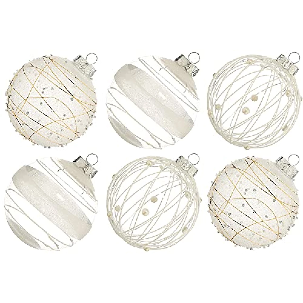 XmasExp Christmas Ball Ornaments Set-70mm/2.76&quot; White Large Shatterproof Clear Glitter Pastic Christmas Ball Ornaments Xmas Tree Decoration Delicate Hanging Ornaments (12 Counts,White)