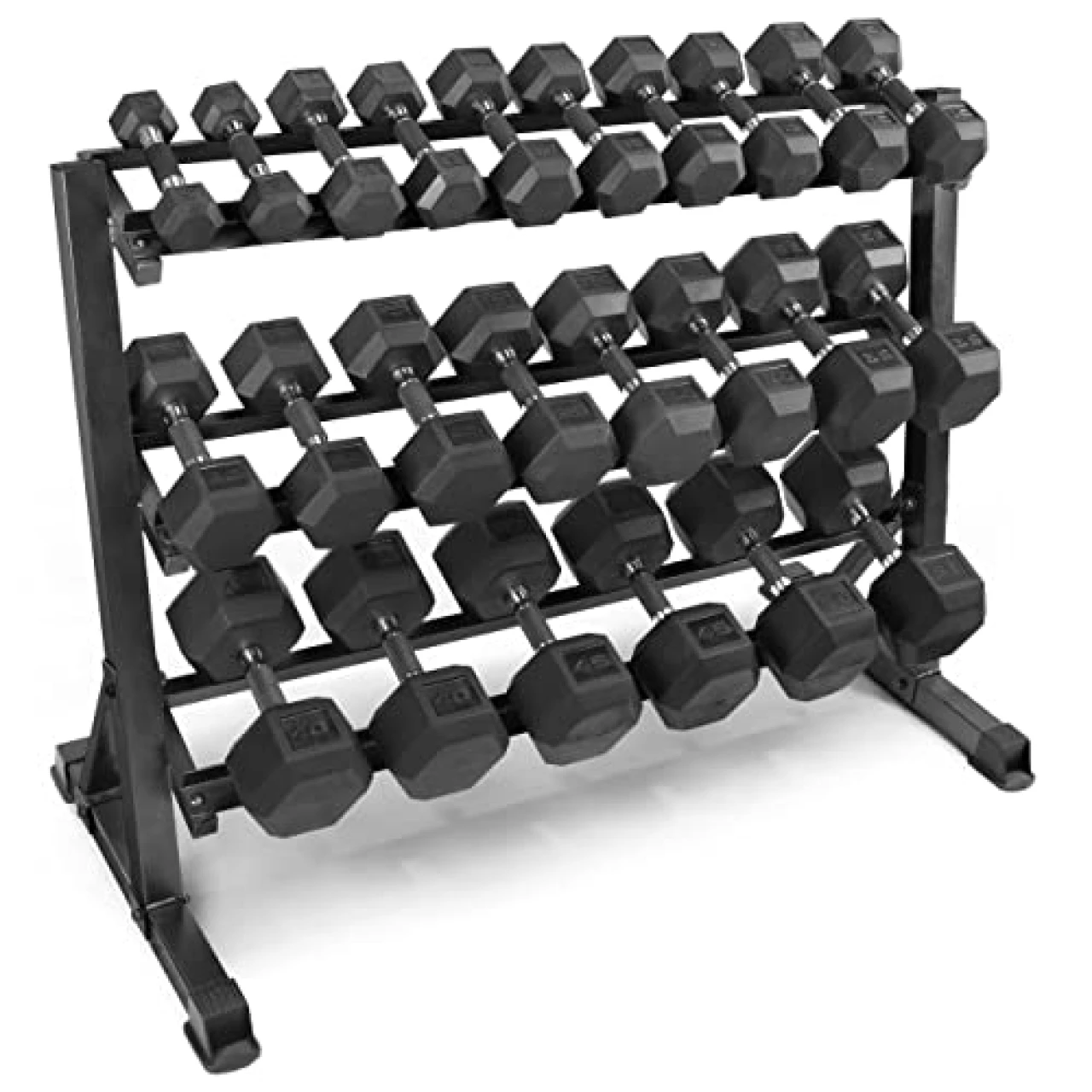 WF Athletic Supply Rubber Encased Hex Dumbbells with Rubber Grip Contoured Handle