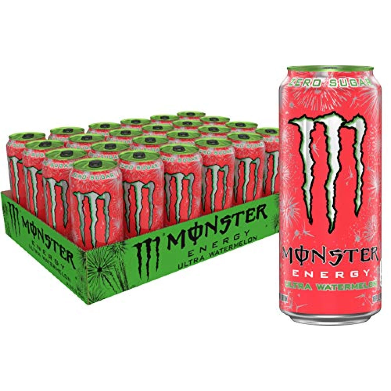 Monster Energy Ultra Watermelon, Sugar Free Energy Drink, 16 Ounce (Pack of 24)