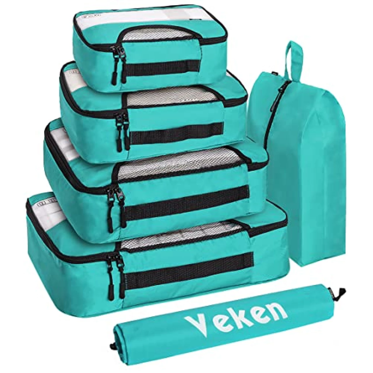 Veken 6 Set Packing Cubes for Suitcases, Travel Organizer Bags for Carry on Luggage, Suitcase Organizer Bags Set for Travel Essentials Travel Accessories in 4 Sizes(Extra Large, Large, Medium, Small)