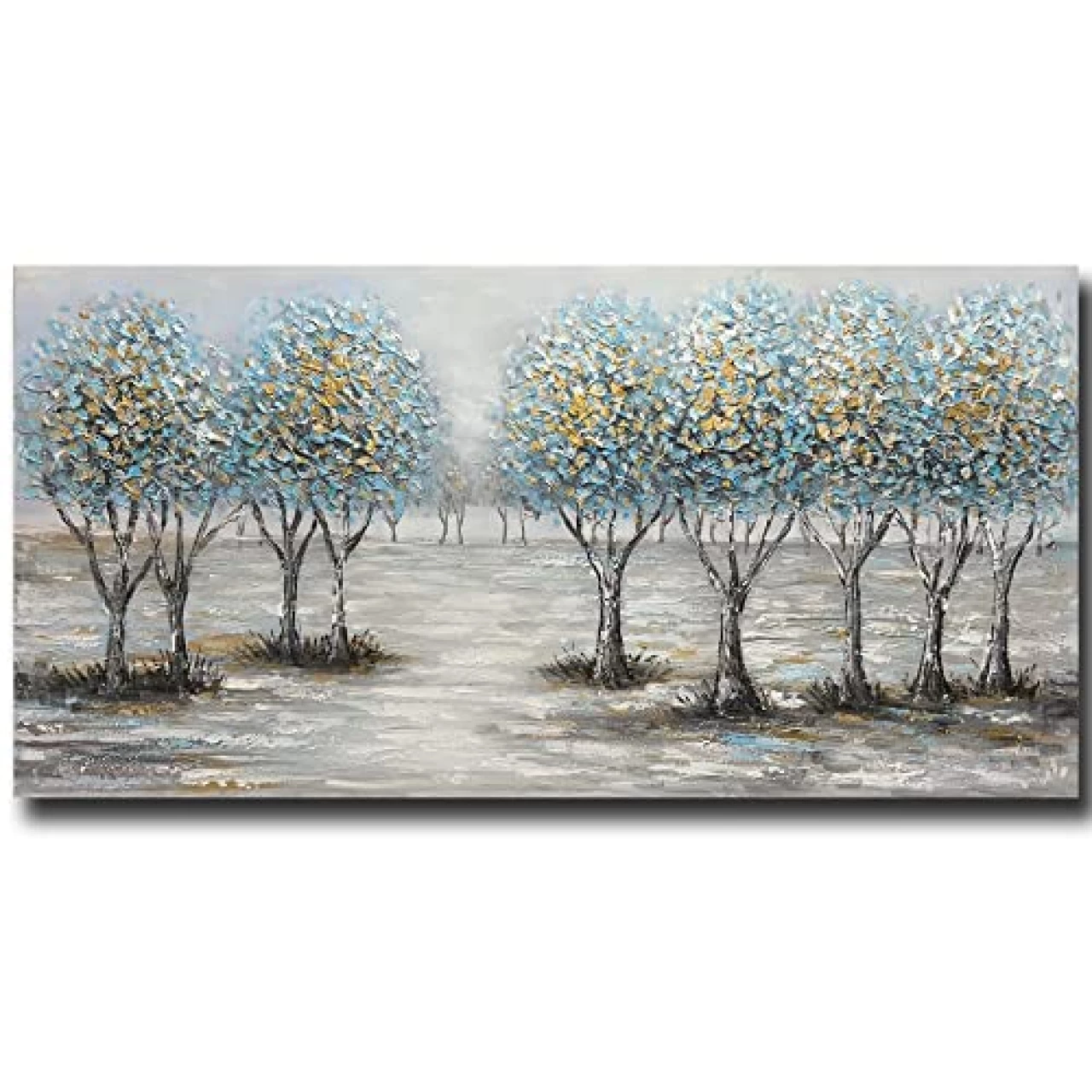 ART8YUQI Paintings - Modern Abstract Painting Blue Tree 3D Wall Art