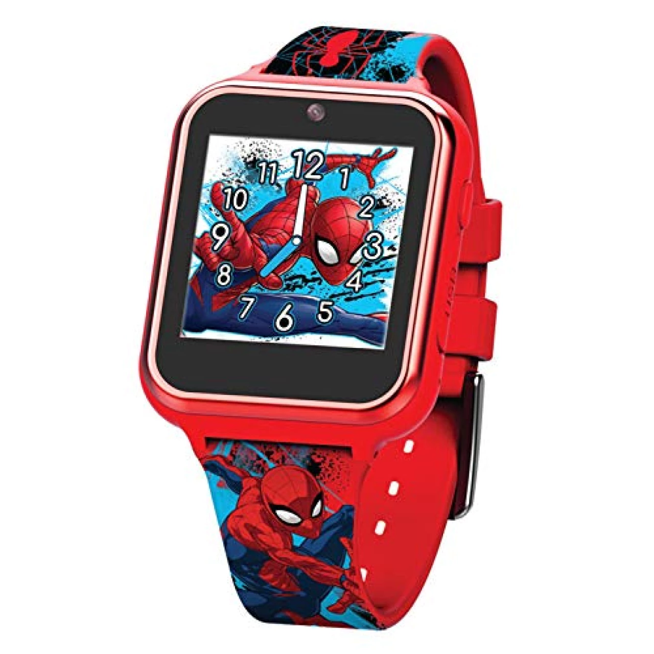 Accutime Marvel Spider-Man Red Educational Touchscreen Smart Watch Toy for Boys, Girls, Toddlers - Selfie Cam, Learning Games, Alarm, Calculator, Pedometer, and More (Model: SPD4588AZ)