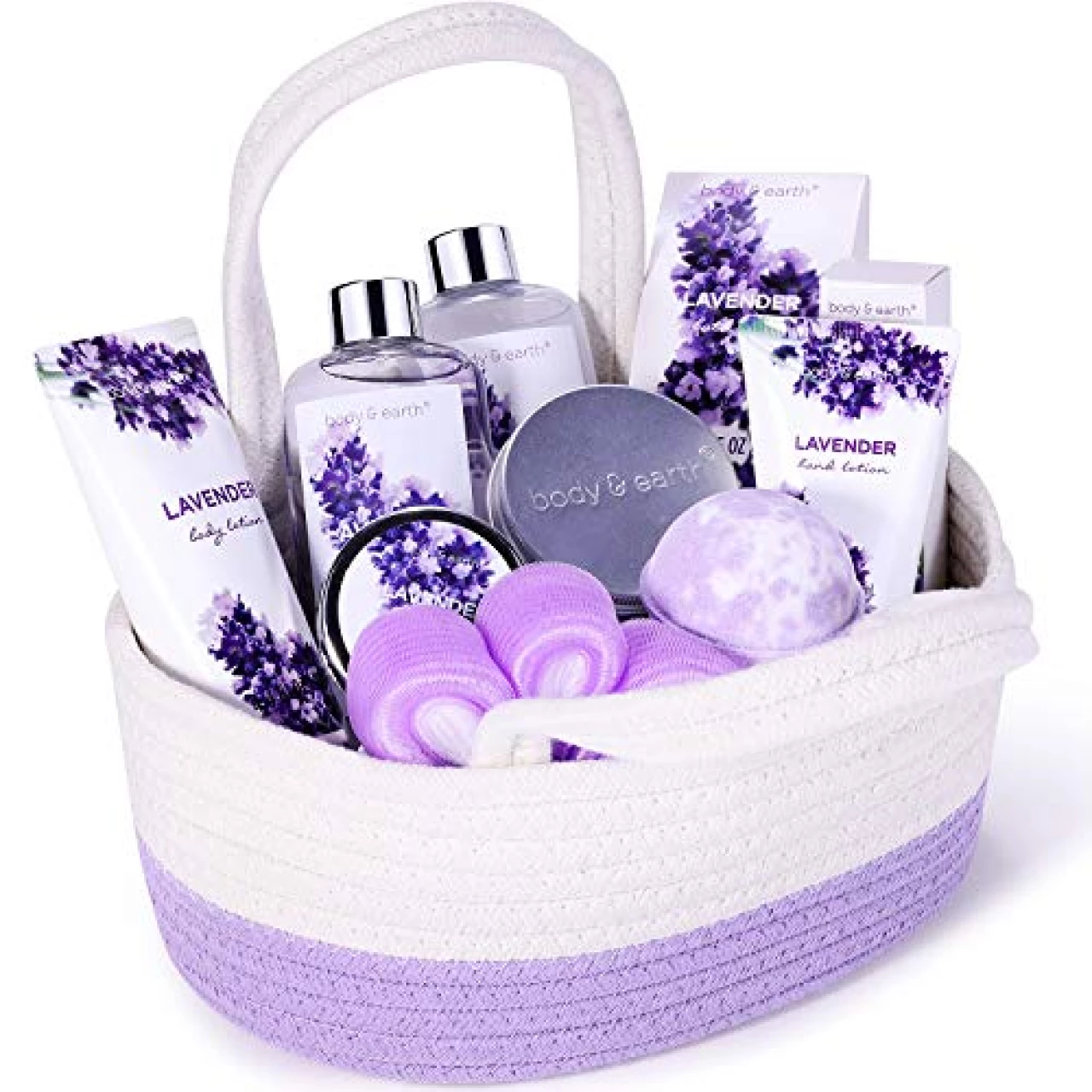 Gift Baskets for Women - Regalos Para Mujer, Body &amp; Earth Gift Sets with Bubble Bath, Shower Gel, Body Lotion, Lavender Spa Gifts for Women, Spa Kit Mom Gifts, Valentines Day Gifts for Her