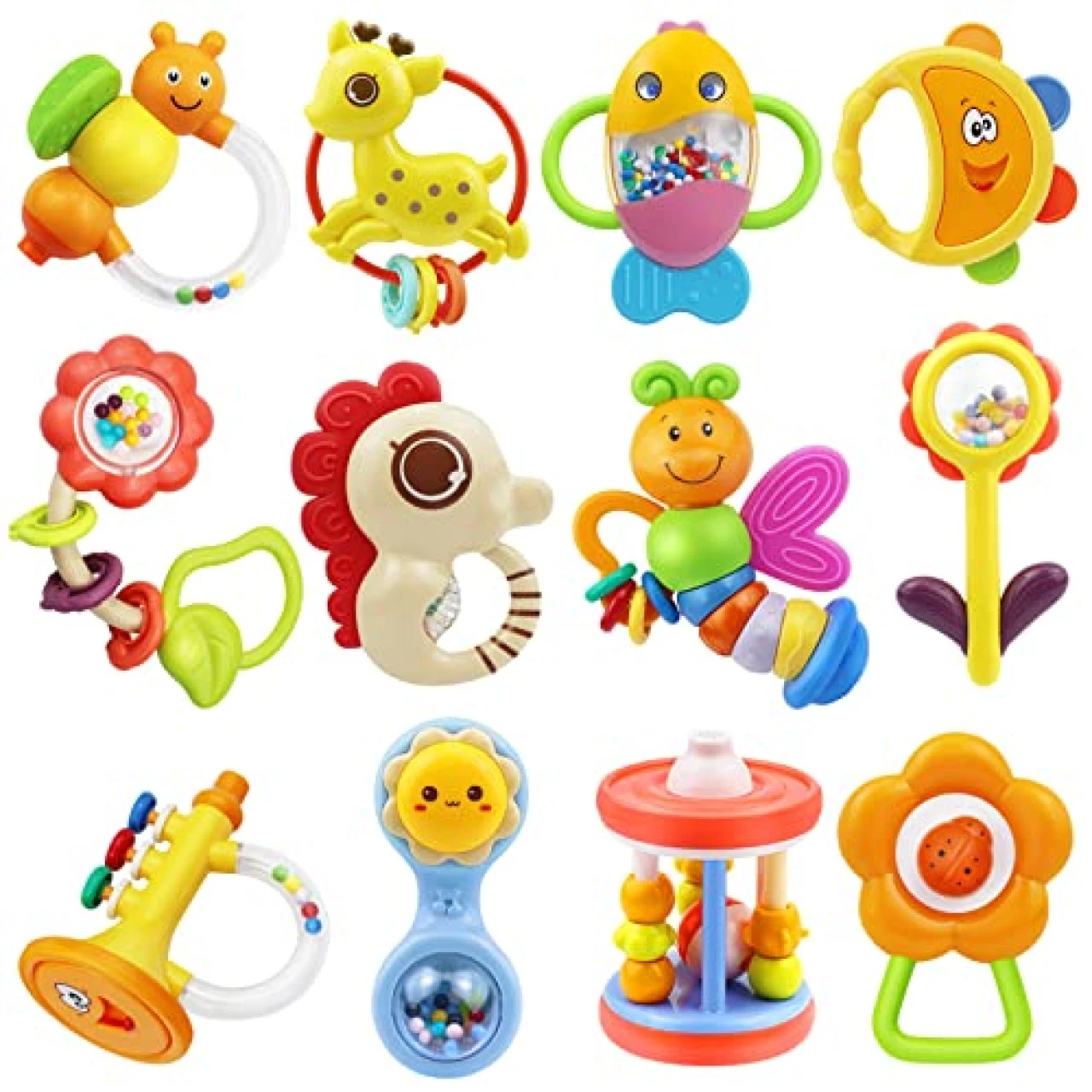 MOONTOY 12pcs Baby Rattles Set