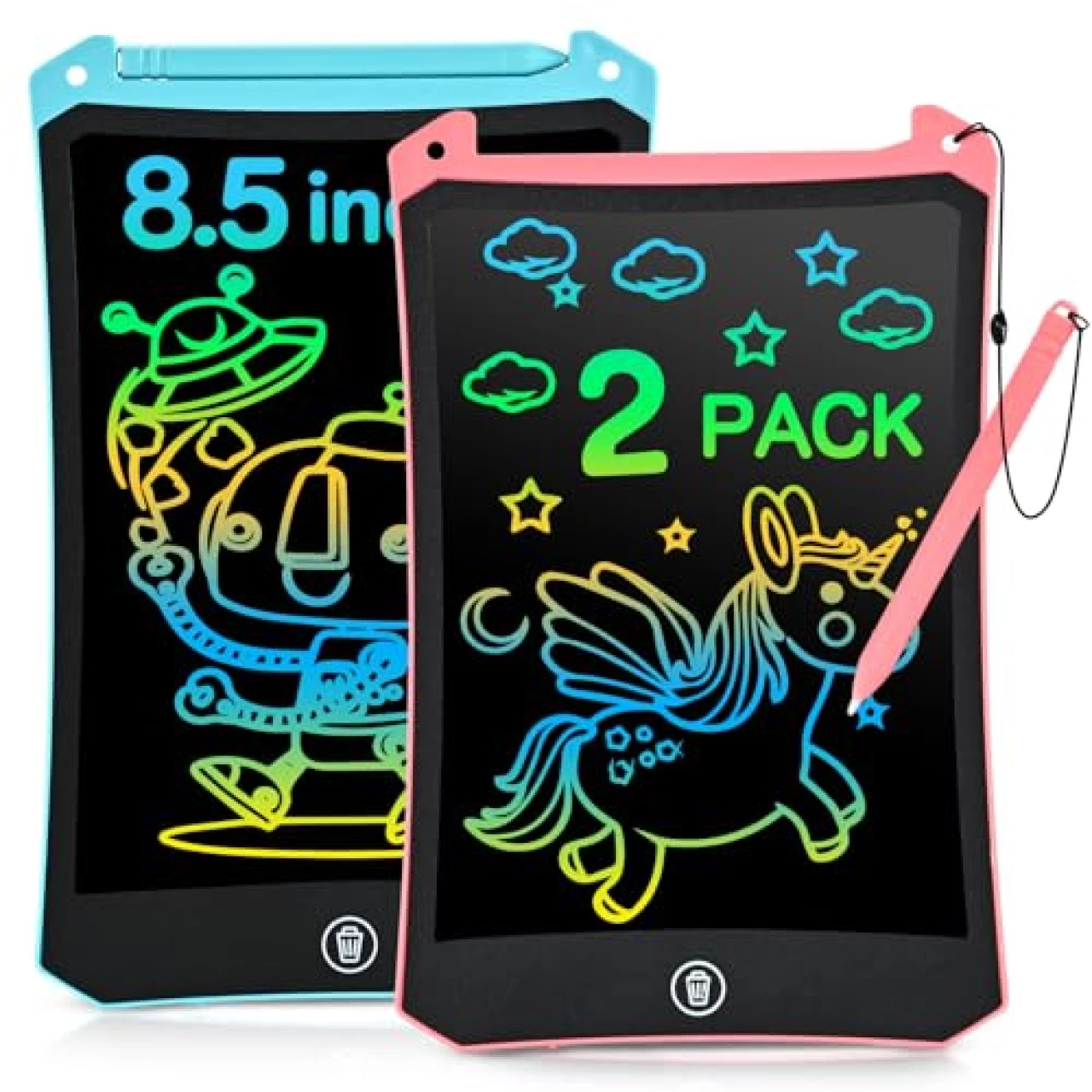 LCD Writing Tablet, 2 Pack Kids Toys Doodle Board, Colorful Drawing Pad Drawing Board, 8.5 Inch Doodle Pad Drawing Tablets for Kids, Toddlers Toys Birthday Gifts for Girls Boys Age 3-8