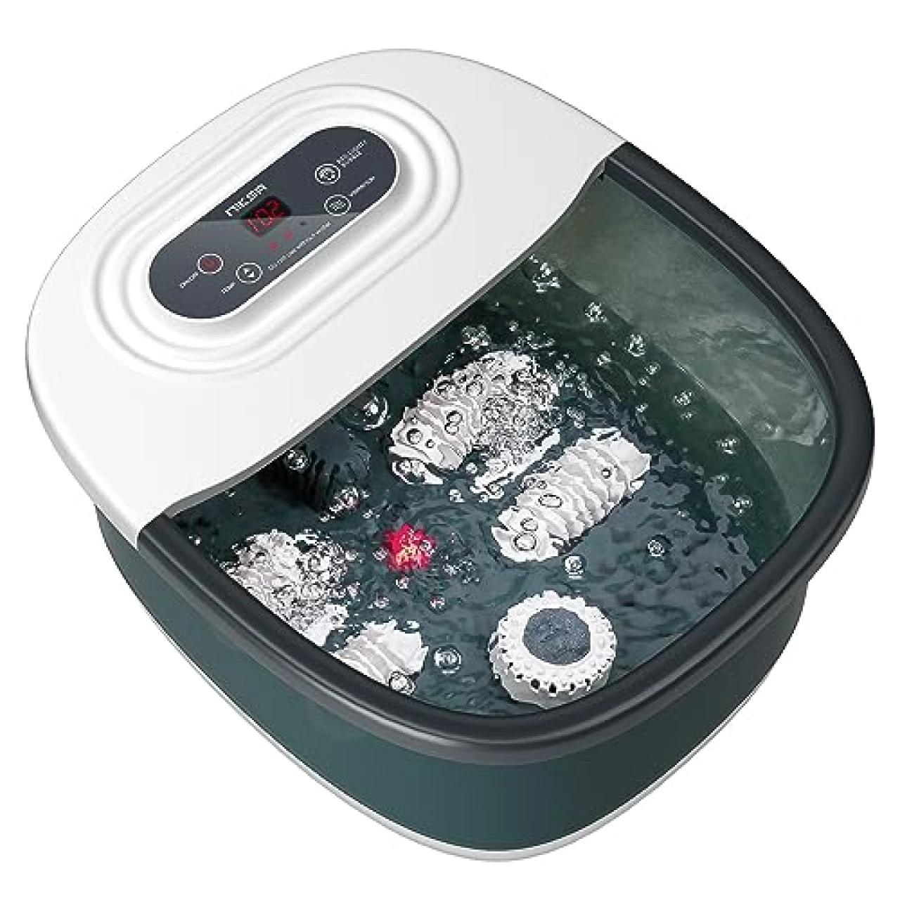 Niksa Foot Spa Bath Massager with Heat, Bubbles, Vibration and Red Light