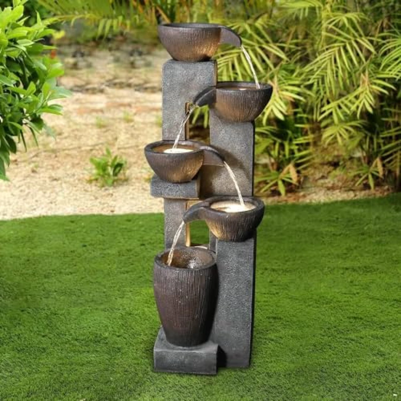 Naturefalls 5-Tier Outdoor Water Fountains with LED Lights