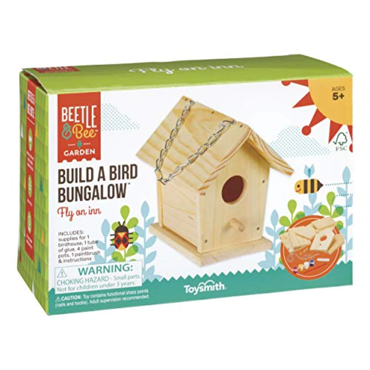 Beetle &amp; Bee Build A Bird Bungalow - DIY Kid Art Craft Outdoor Birdhouse Kit