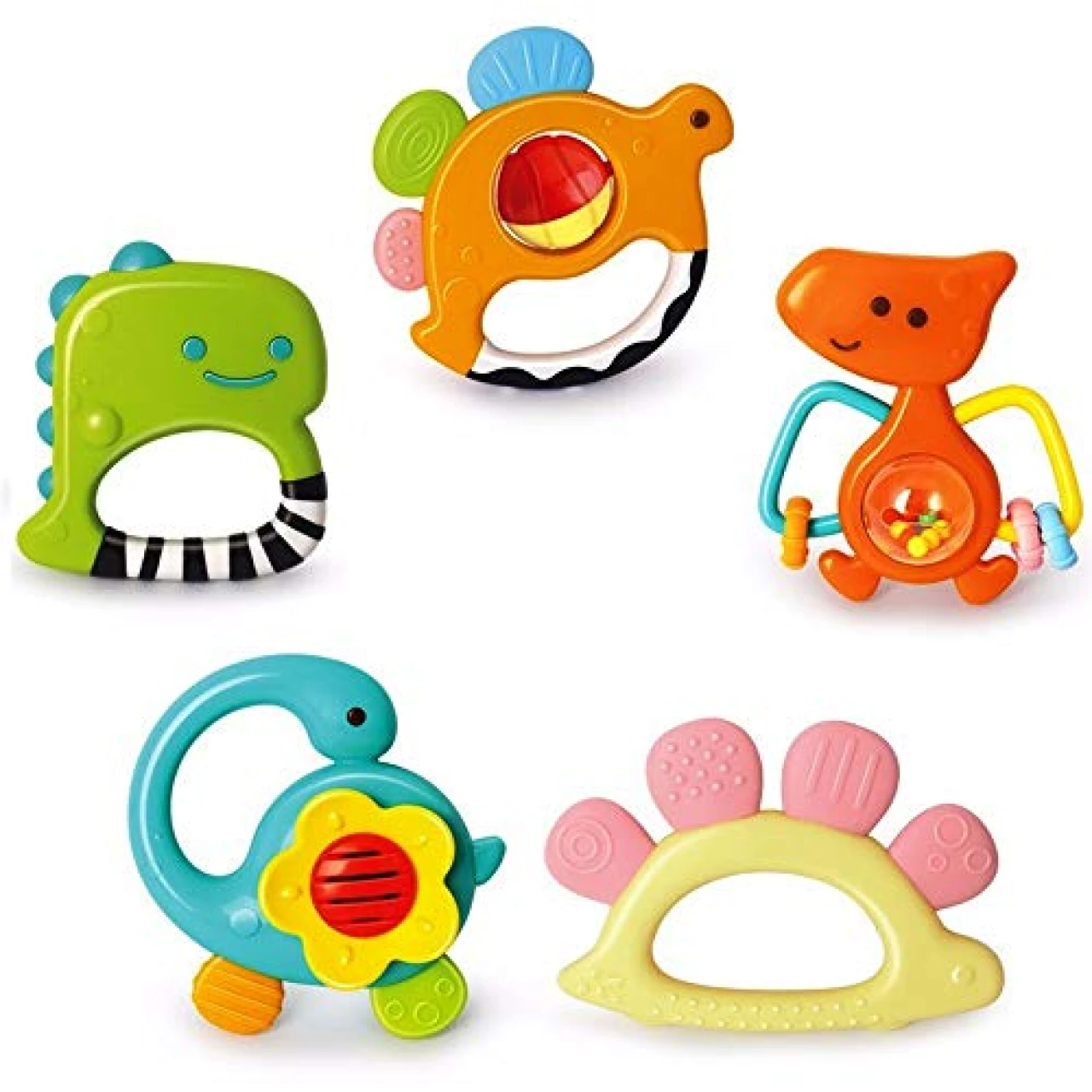 Yiosion Baby Rattles Sets Teether, Shaker, Grab and Spin Rattle, Musical Toy Set, Early Educational Toys Gift