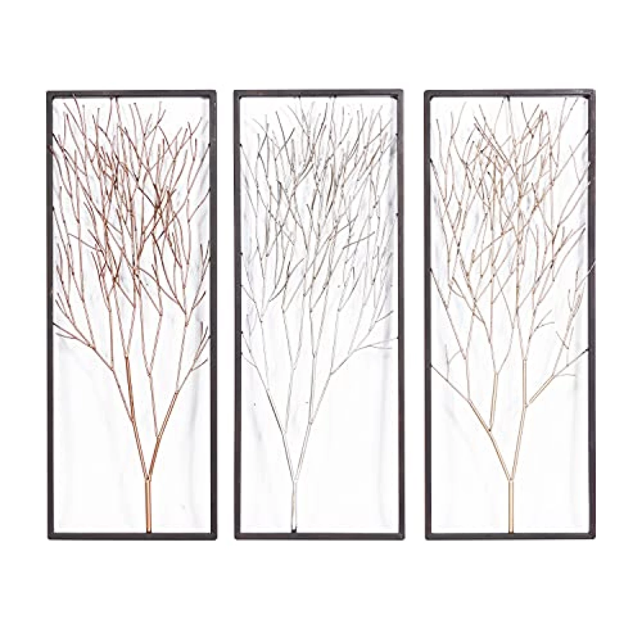 Deco 79 Metal Tree Branch Wall Decor with Black Frame, Set of 3 13&quot;W, 32&quot;H, Black