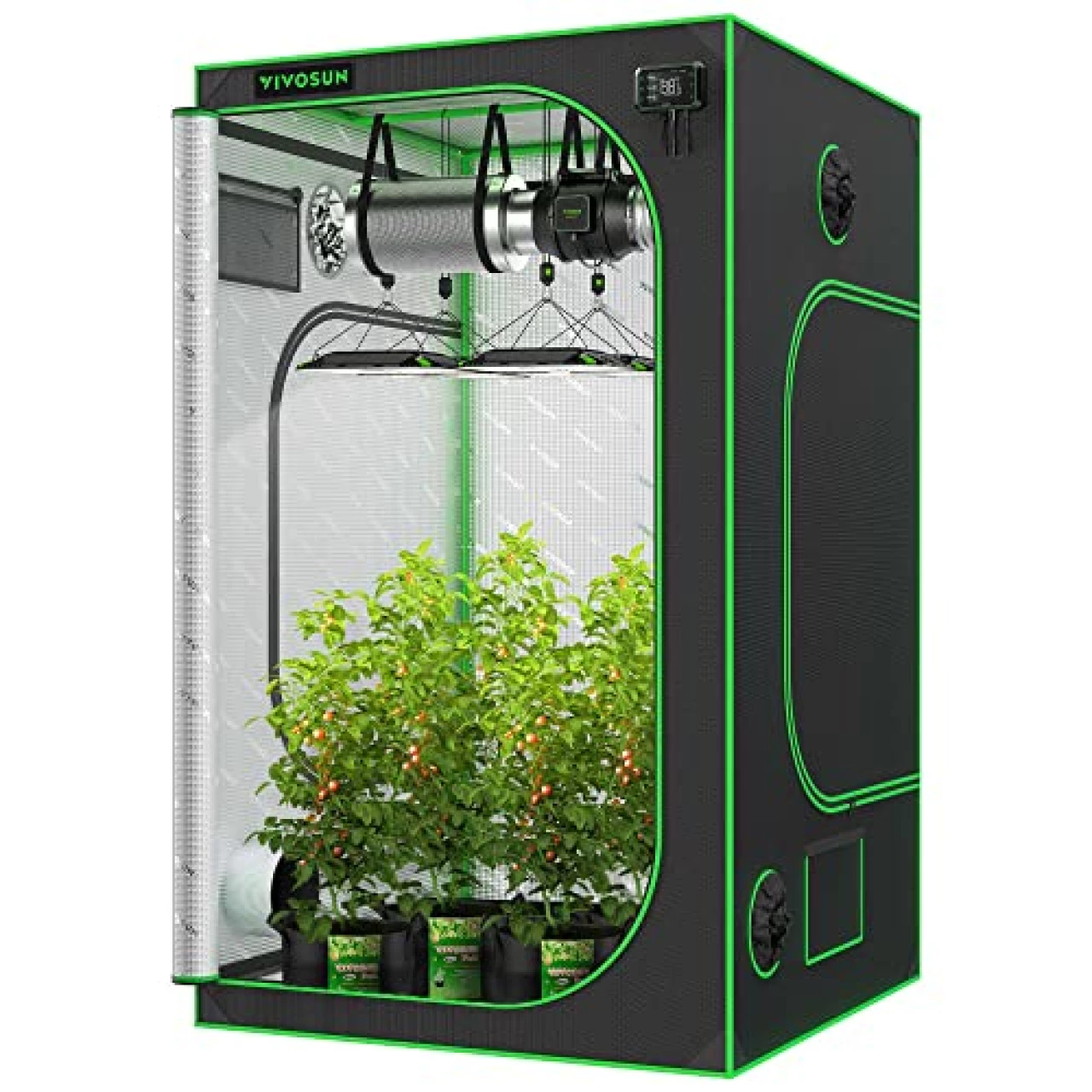 VIVOSUN S448 4x4 Grow Tent, 48&quot;x48&quot;x80&quot; High Reflective Mylar with Observation Window and Floor Tray