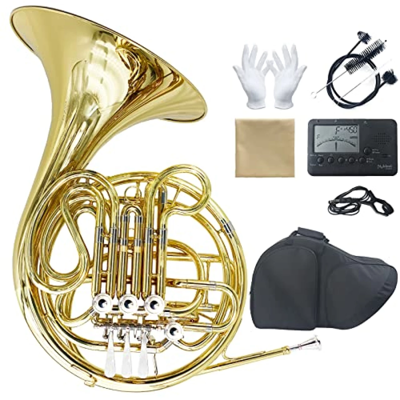 Double French horn 4 Keys F/Bb Flat Brass French Horn Orchestral Musical Instruments With French Horn Case Mouthpiece Brush Tuner Mouthpiece Gloves Mute Silencer