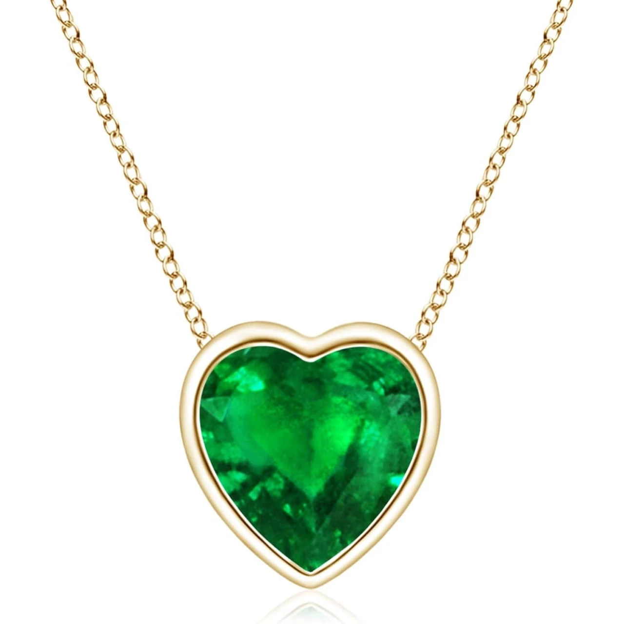 Angara Natural Emerald Solitaire Heart Pendant Necklace for Women, Girls in 14K Solid Gold/Platinum