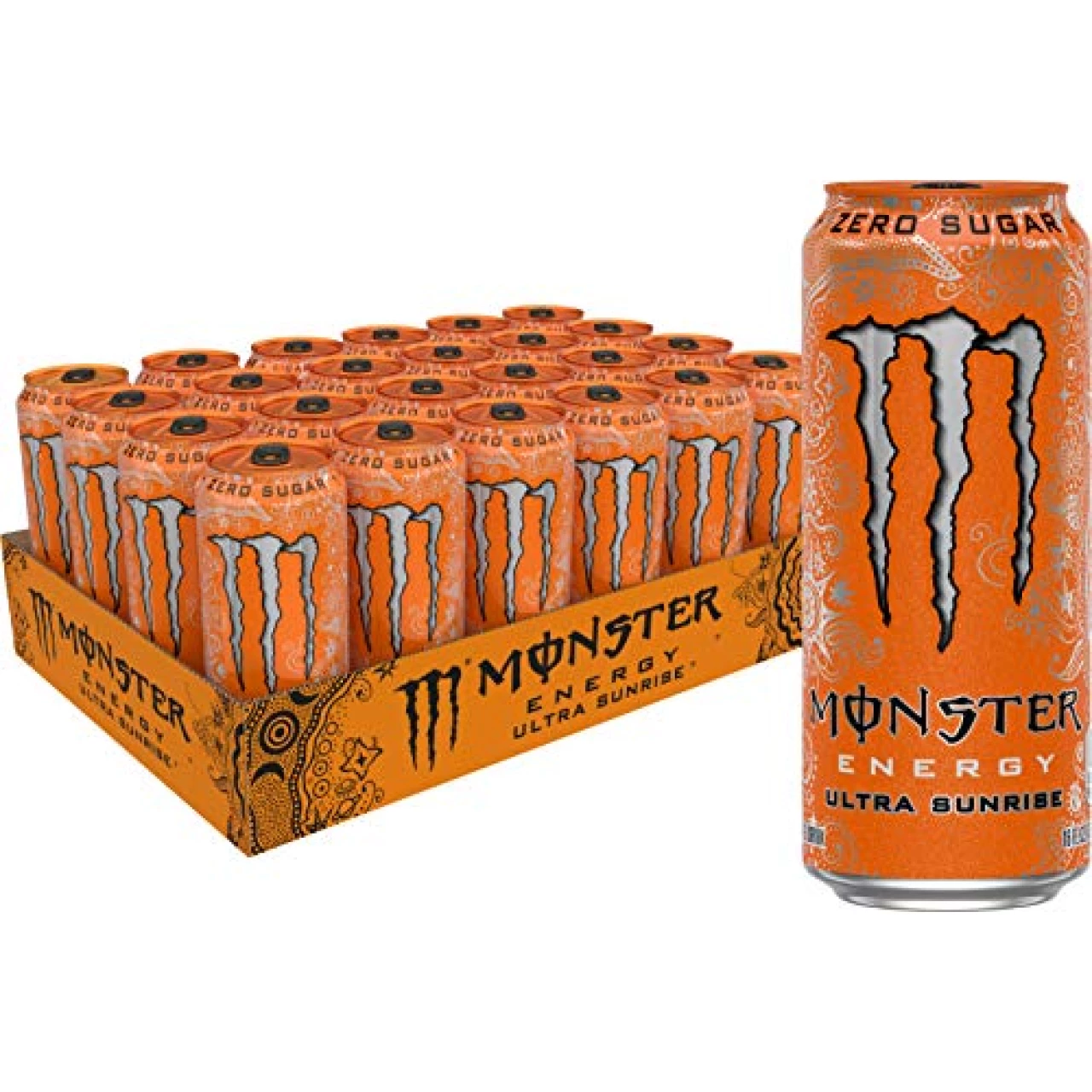 Monster Energy Ultra Sunrise, Sugar Free Energy Drink, 16 Fl Oz (Pack of 24)