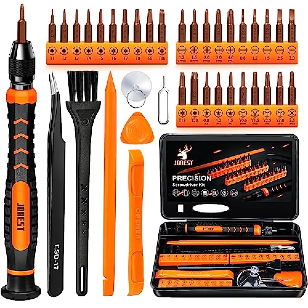 JOREST 38Pcs Precision Screwdriver Set, Tool Kit with Security Torx T5 T6 T8 T9, Triwing Y00, Star P5, etc, Repair for Ring Doorbell, Laptop, Switch, PS4, Xbox, Macbook, iPhone, Watch, Glasses, etc