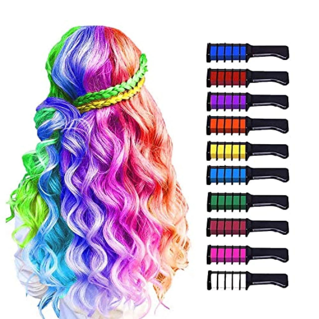 MSDADA 10 Color Hair Chalk for Girls Makeup Kit