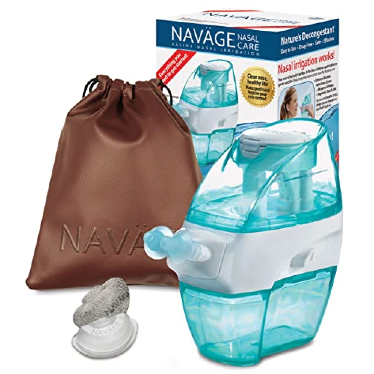 Navage Nasal Care Starter Bundle: Navage Nose Cleaner, 20 SaltPods, Plus Bonus 10 SaltPods and Burgundy Travel Bag