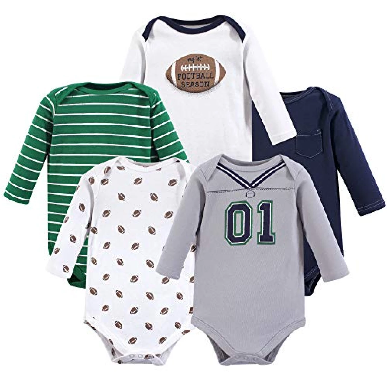 Little Treasure Unisex Baby Cotton Bodysuits, Football, 9-12 Months